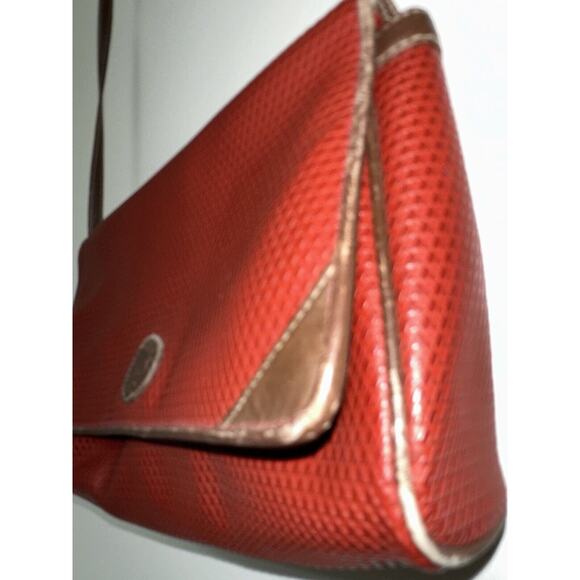 Vintage 80s Liz Claiborne Signature Crossbody Shoulder Bag Maroon Red Logo Purse - Picture 10 of 16